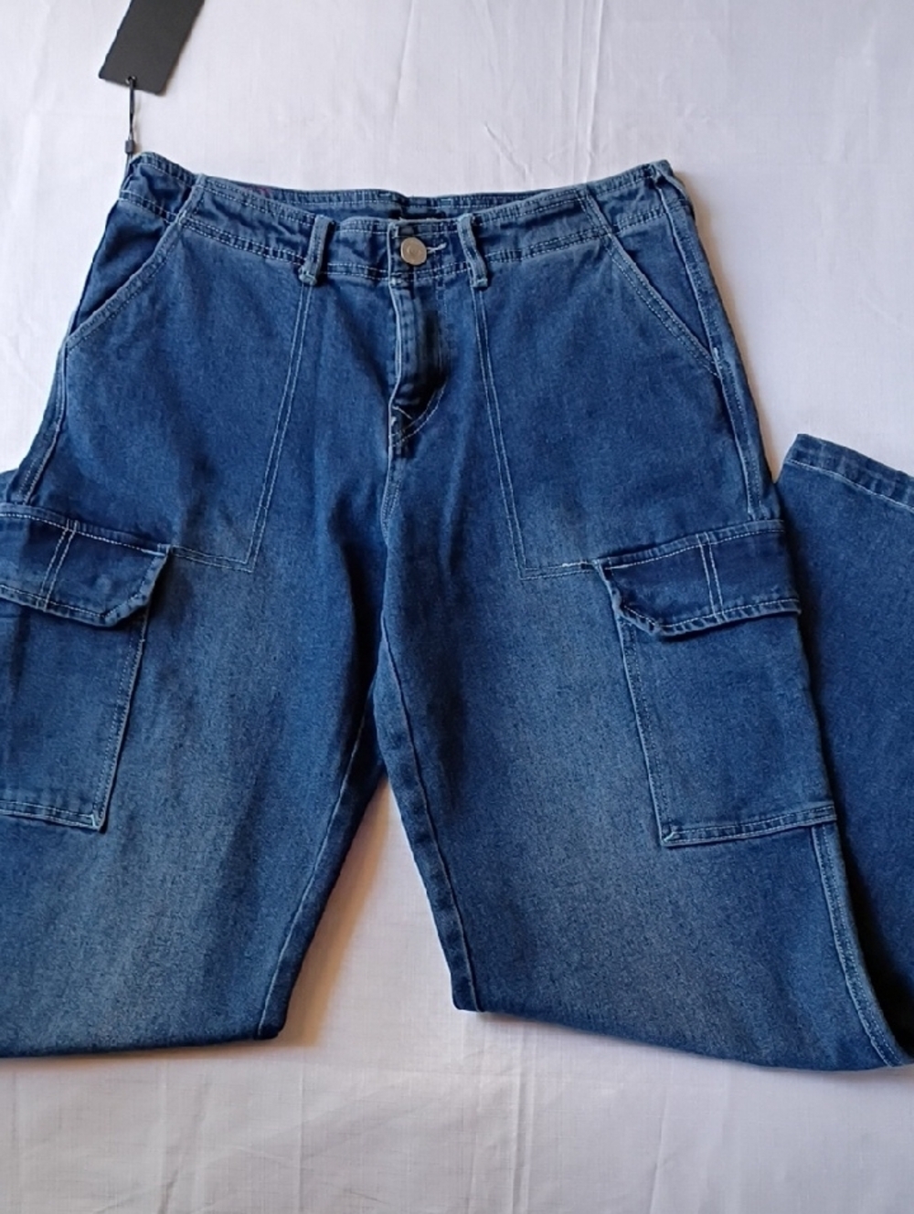 True Religion Women's Dark Blue Cargo Straight Jeans Size 28 - Picture 5 of 13